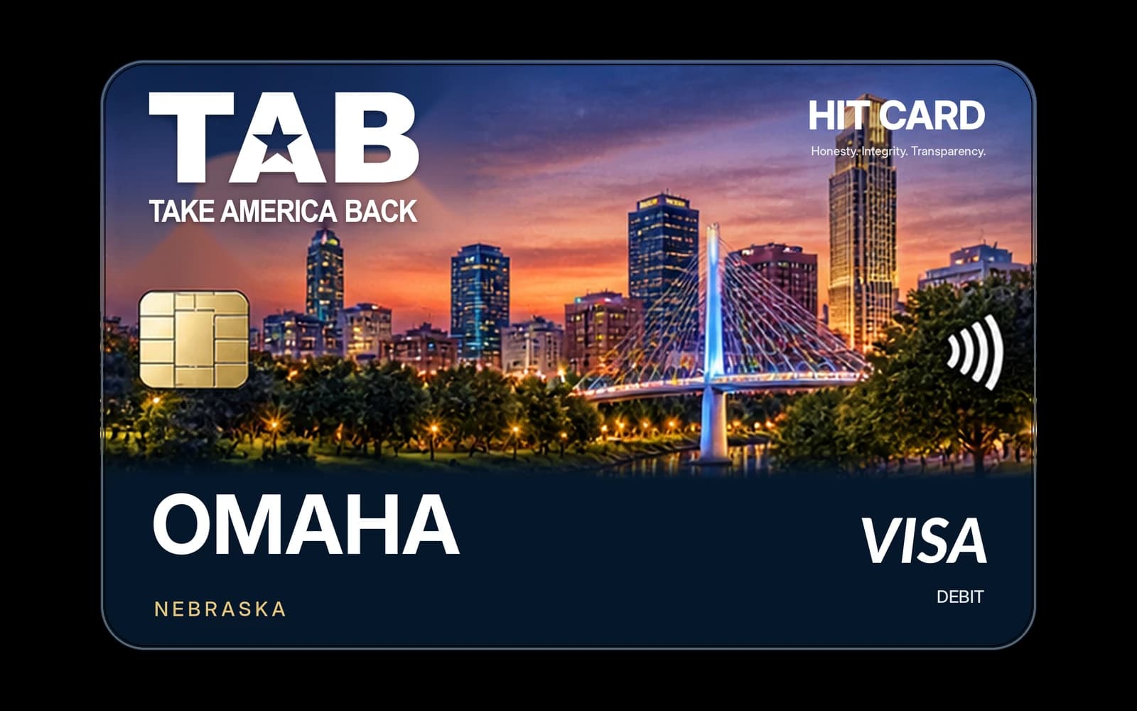TAB HIT Card Visa debit card for Omaha, Nebraska